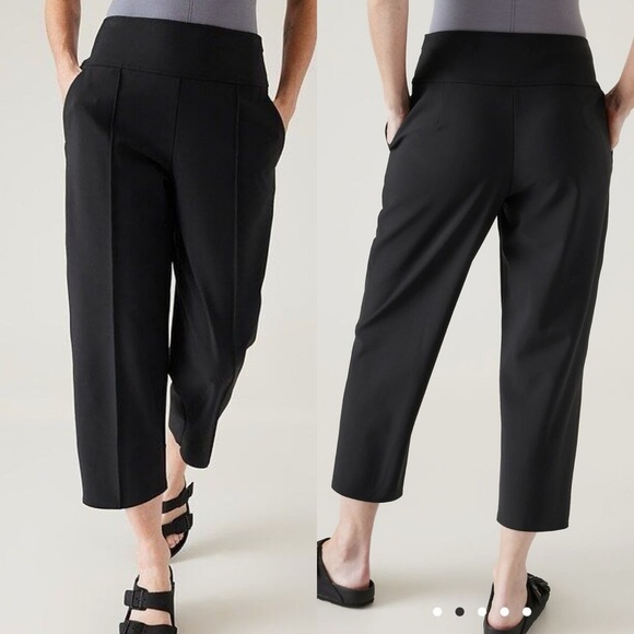 Athleta Stellar Wide Leg Crop Pants in Black 8 - Picture 1 of 7